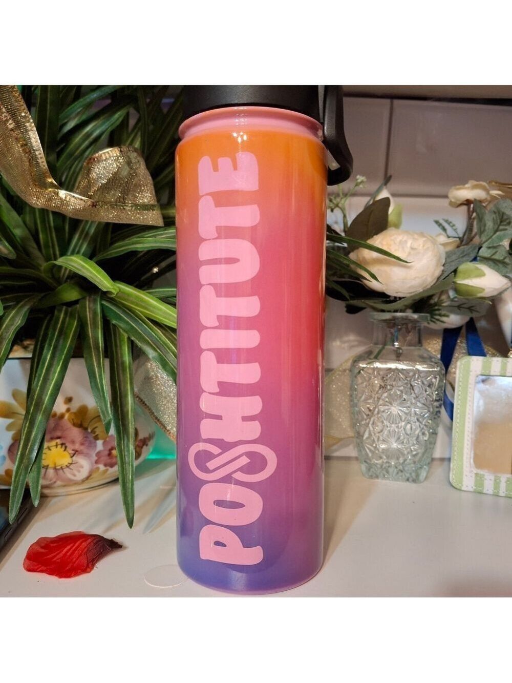 Novelty Poshtitute Gradient Water Bottle - Pink Purple New Custom By Craftynodd